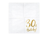 White & Gold 30th Birthday Napkins 20pk